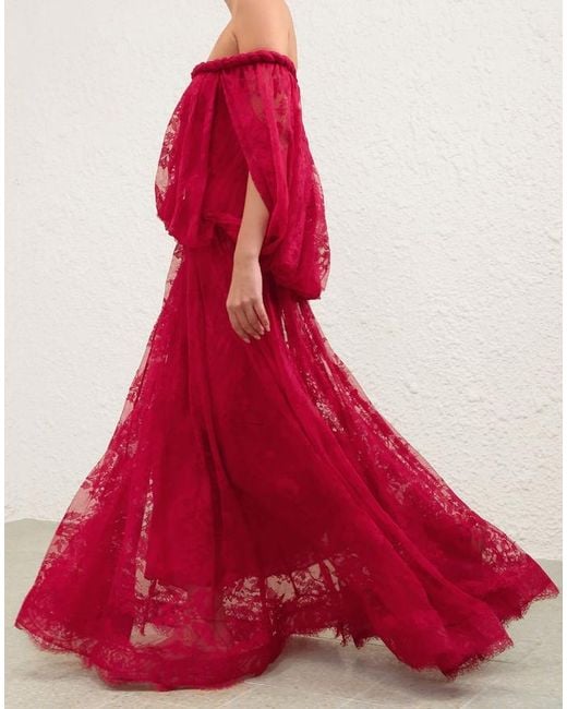 Zimmermann Red Luna Braided Lace Maxi Dress
