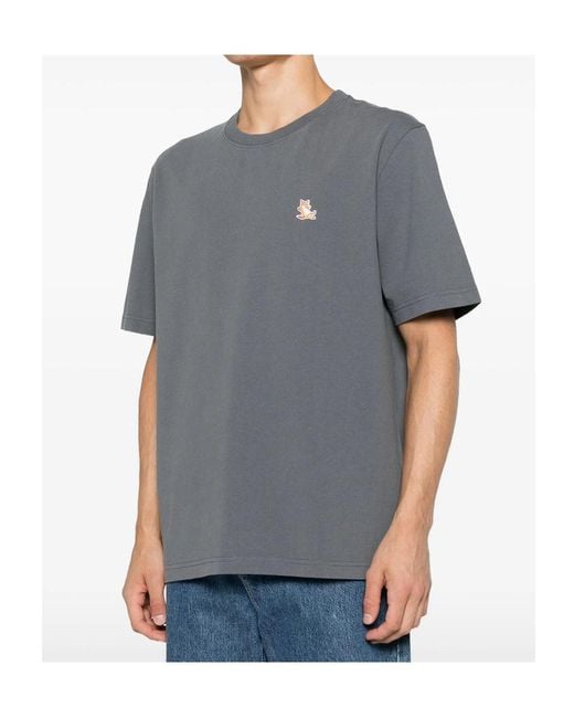 Maison Kitsuné Gray Short-Sleeved T-Shirt for men
