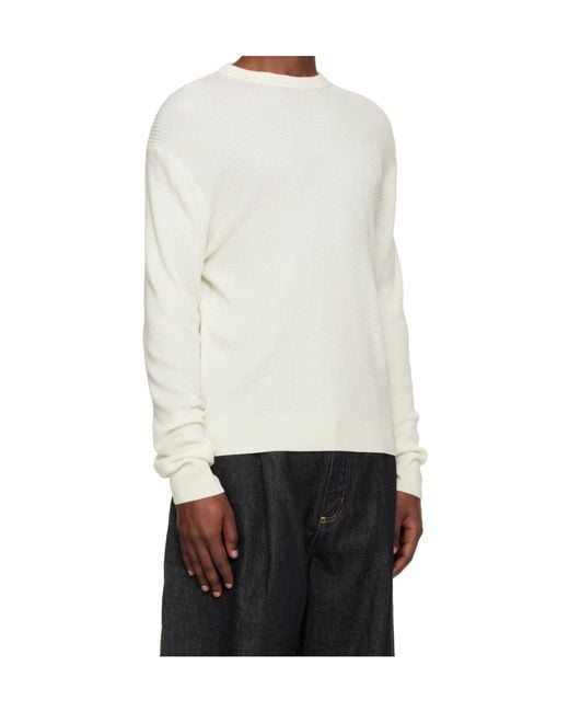 Studio Nicholson White Portland Long-Sleeved Knit Sweater for men