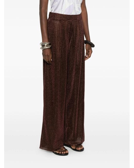 Oseree Brown Oséree Lurex Wide-Leg Pants