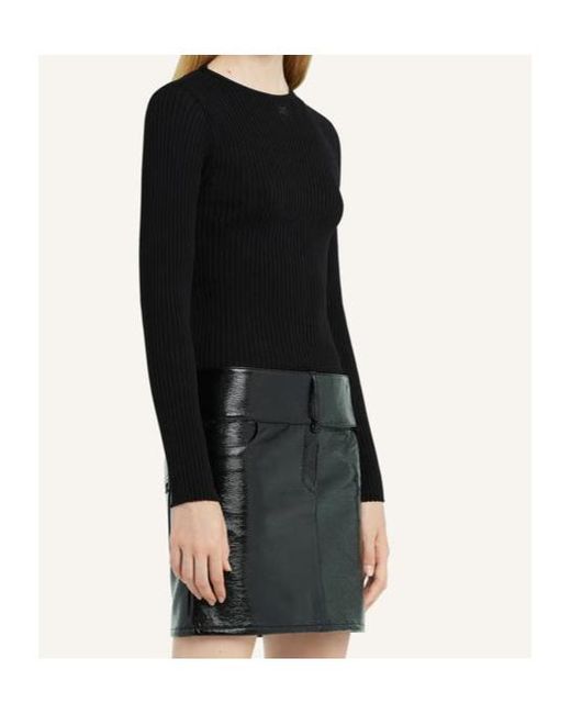 Courreges Black Courrèges Lingerie-Detailed Ribbed-Knit Jumper