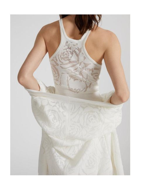 Ermanno Scervino White Cotton Blend Knit Top With Devorè Rose