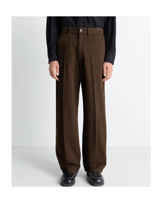 Lemaire Brown Wide-Leg Pleated Trousers for men