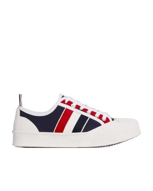 Thom Browne White Striped Low-Cut Sneakers