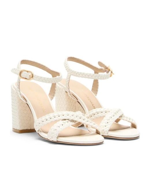 Stuart Weitzman White Alyssa Woven Block 85