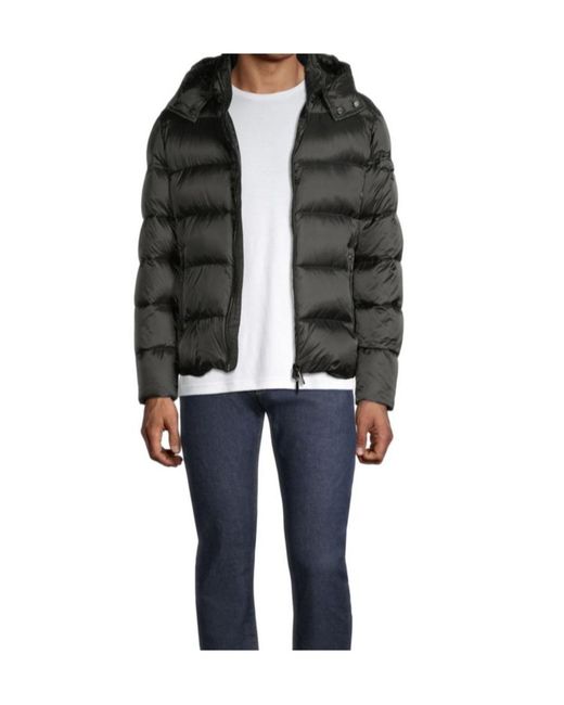 Moorer Black Hooded Quilted Down Jacket for men
