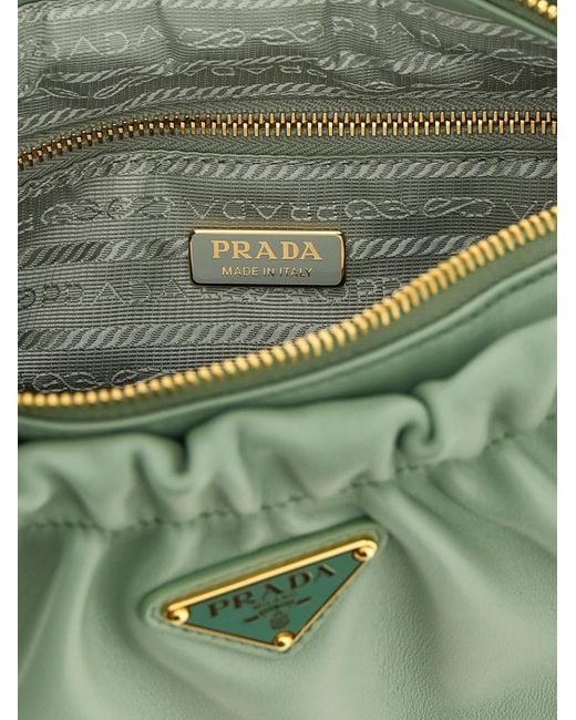 Prada Green Triangle-Logo Tote Bag
