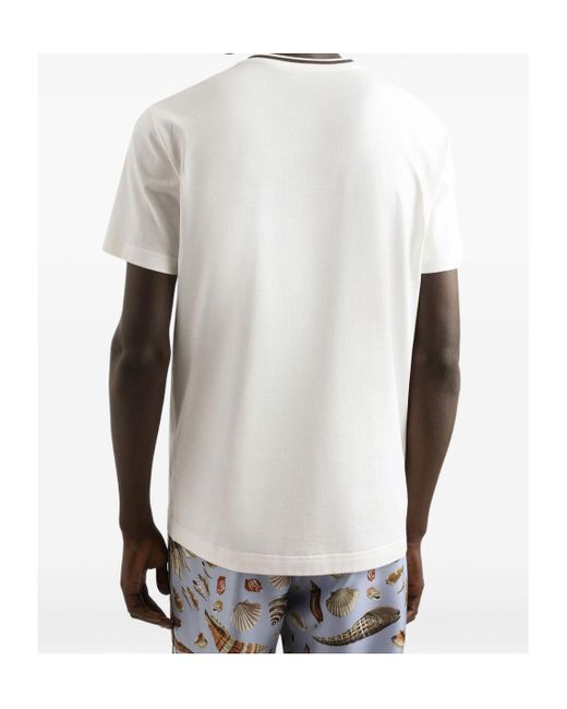 Dolce & Gabbana White Logo Embroidered Crewneck T-Shirt for men