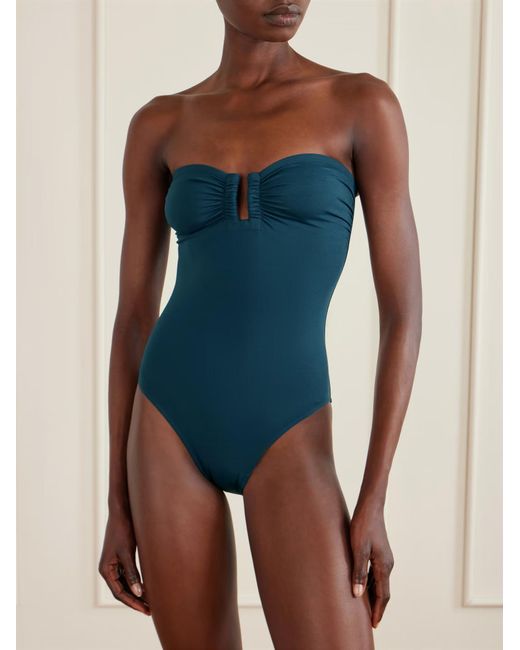 Eres Blue Cassiopée Ruched Bandeau Beachwear
