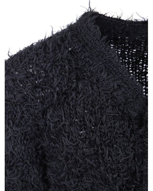 Sacai Blue Frayed-Hem Button Cardigan for men