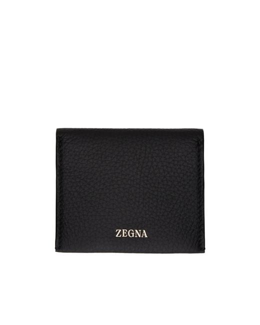 Zegna Black Leather Cardholder for men