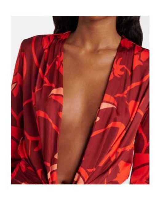 Johanna Ortiz Gathered Printed Jersey Midi Dress