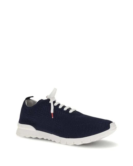 Kiton Blue Knit Upper Sneakers for men