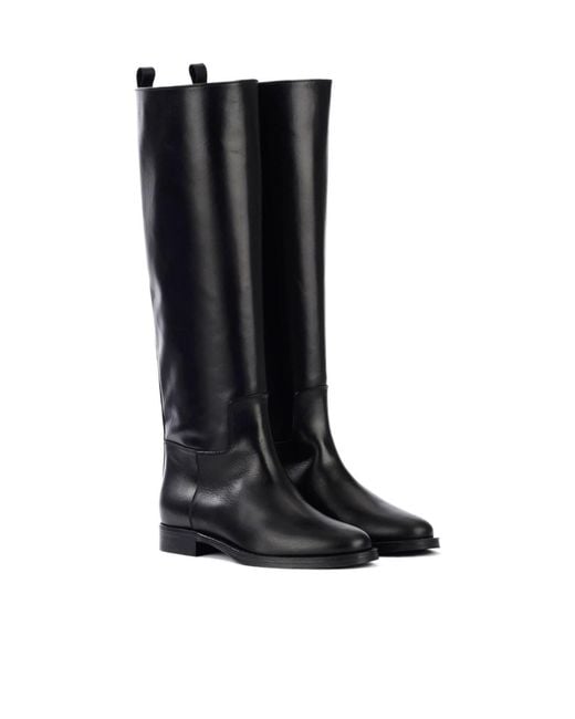 Via Roma 15 Black Almond Toe Riding Boots