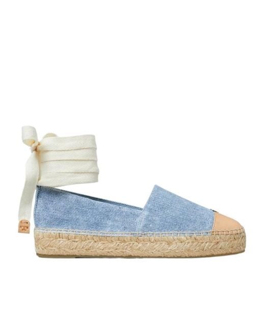 Tory Burch Blue Cap-Toe Espadrilles