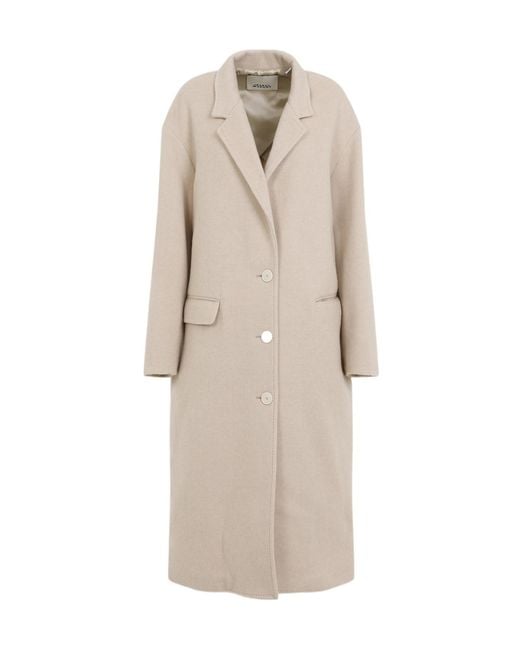 Isabel Marant Natural Efezia Single-Breasted Straight Hem Coat