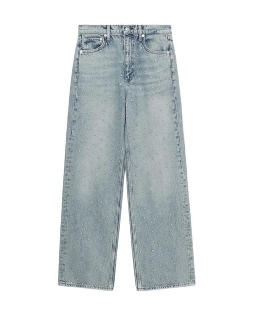 Rag Bone Women's Blue Wide-Leg Jeans