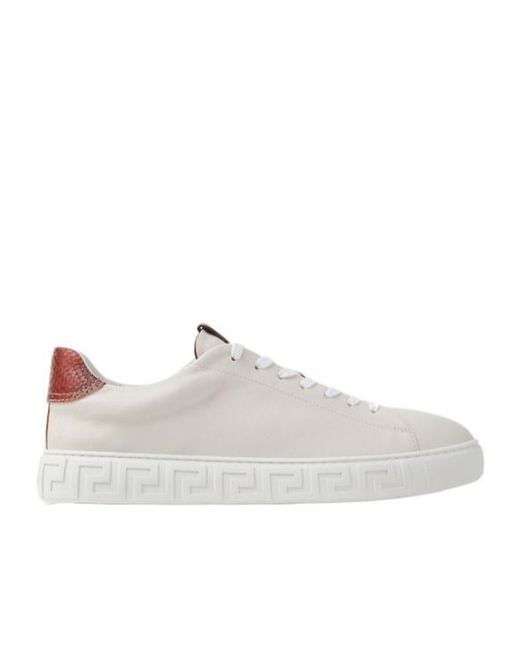 Versace White Greca Lace-Up Sneakers for men