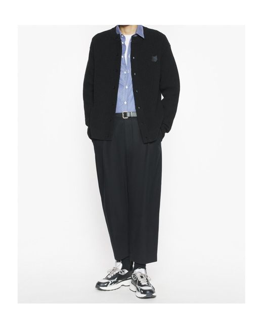 Maison Kitsuné Black Maison Kitsuné Fox Head Ribbed Cardigan for men