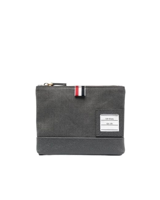 Thom Browne Gray Super 120's Twill Zip Pouch for men