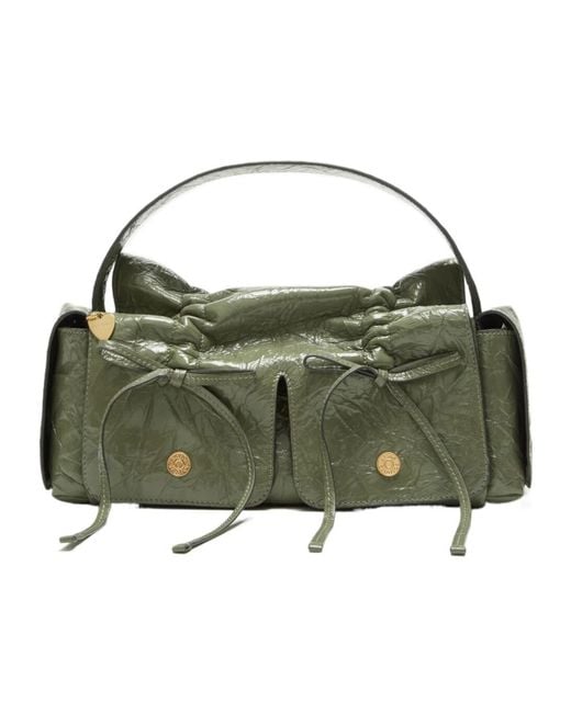 Acne Green Drawstring Gathered Shoulder Bag