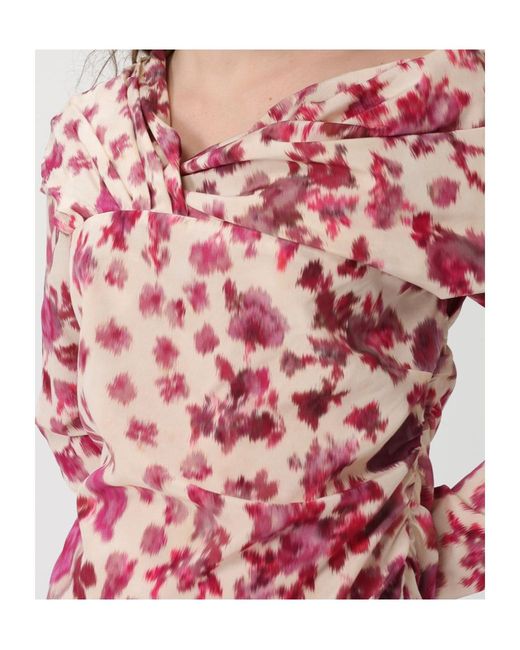 Isabel Marant Pink Danka Off-Shoulder Draped Blouse