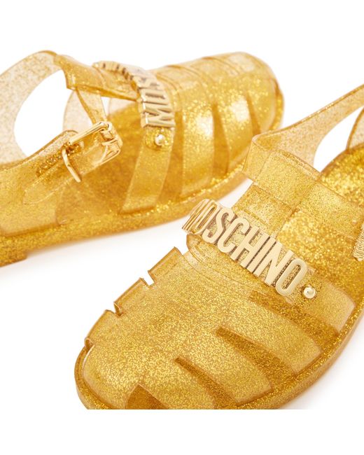 Moschino Metallic Shiny Flat Sandals