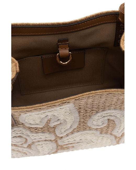 Etro Natural Logo Embroidered Interwoven Crossbody Bag