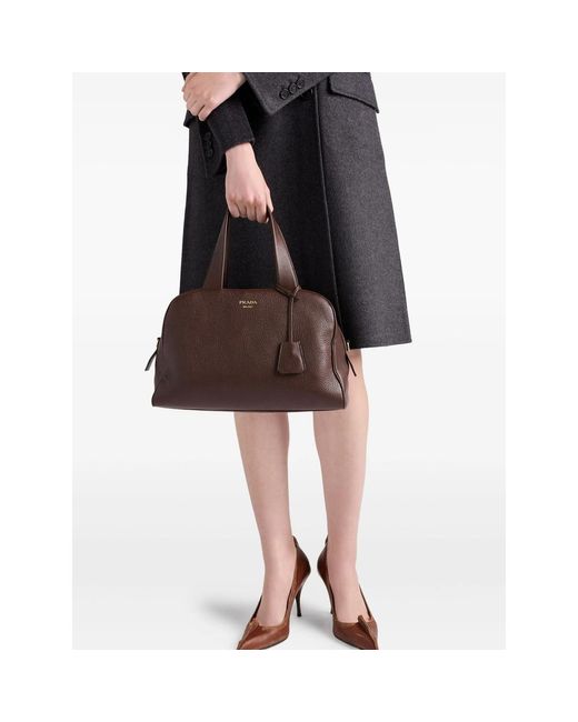 Prada Brown Zipper Shoulder Bag