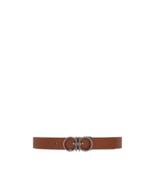 Ferragamo White Ferragamo Gancini Buckle Reversible Belt for men