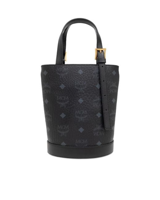 MCM Black Logo Printed Shoulder Bag