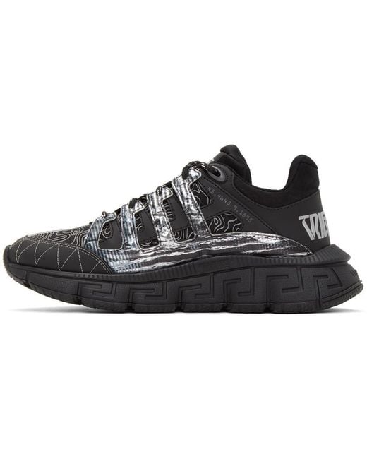 Versace Black Trigreca Lace-Up Sneakers for men