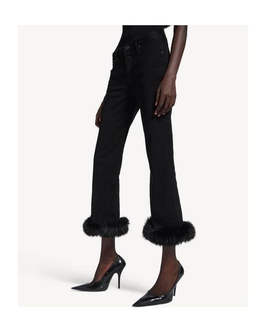 Balenciaga Black Flared Trim Detailed Pants