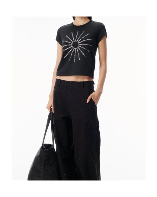 Alexander Wang Black Logo Detailed Crewneck T-Shirt