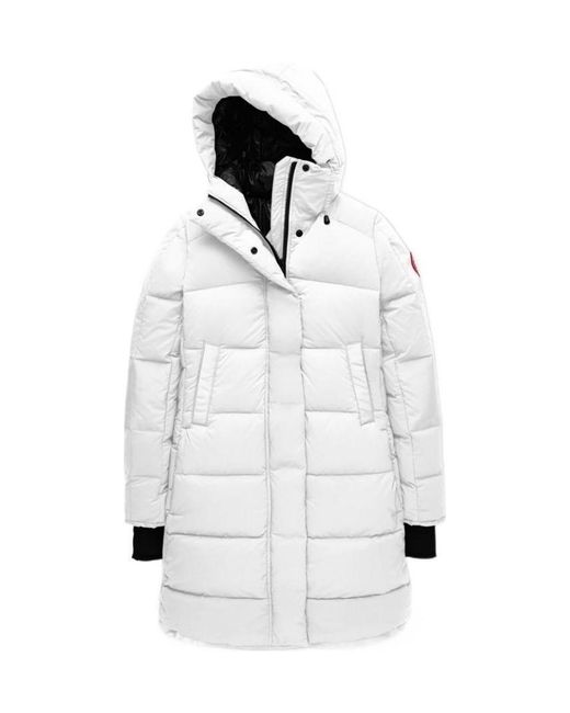Canada Goose White Alliston Logo-Patch Padded Coat
