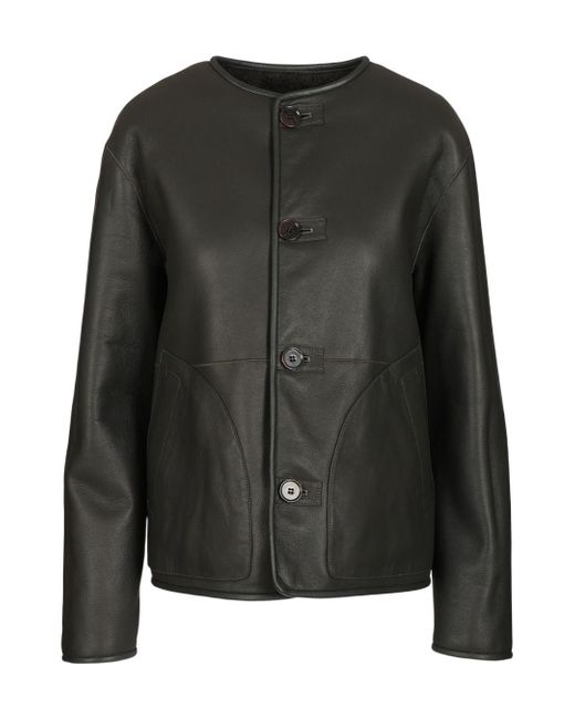 Arma Black Button-Fastening Shearling Jacket