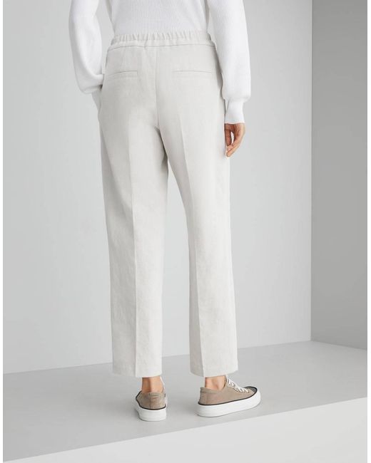 Brunello Cucinelli White Pleated Straight-Leg Pants