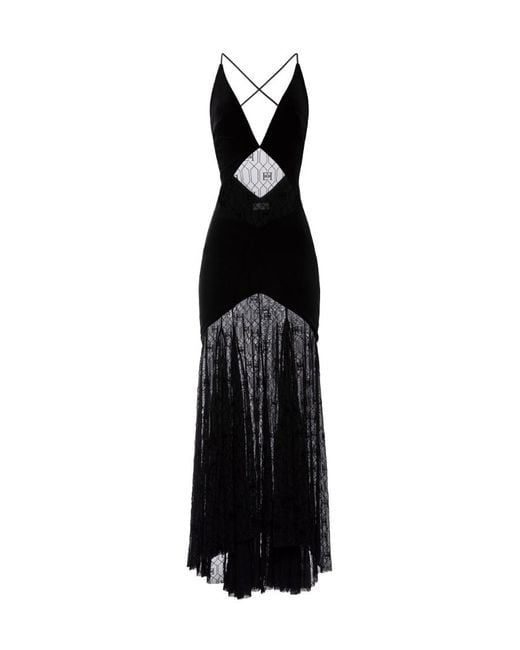 Elisabetta Franchi Black Semi-Sheer Tulle Long Dress