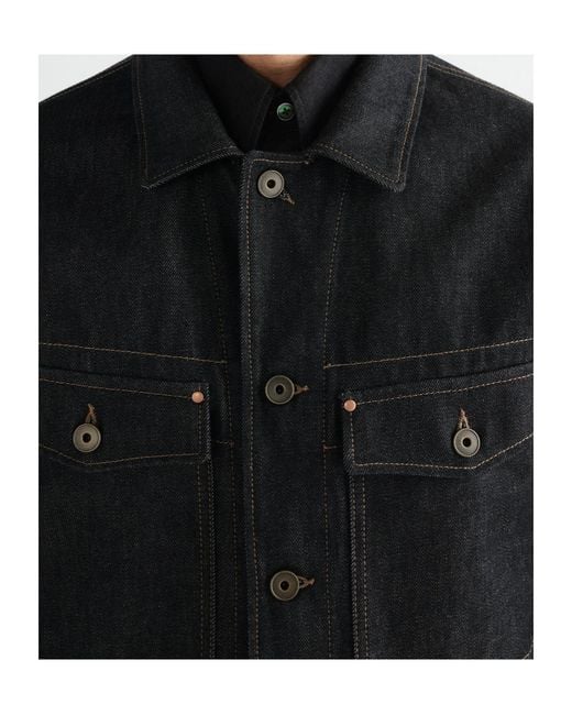 Lemaire Black Trucker Contrast-Stitch Denim Jacket for men