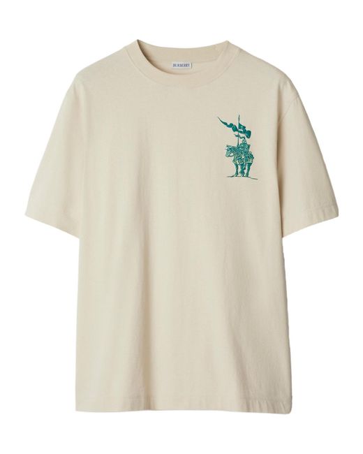 Burberry White Ekd Motif Crewneck T-Shirt for men