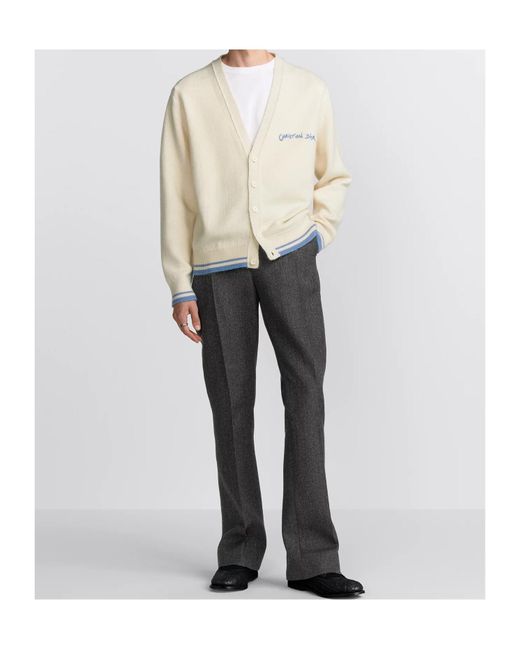 Dior White Homme Logo Embroidered Button-Up Cardigan for men
