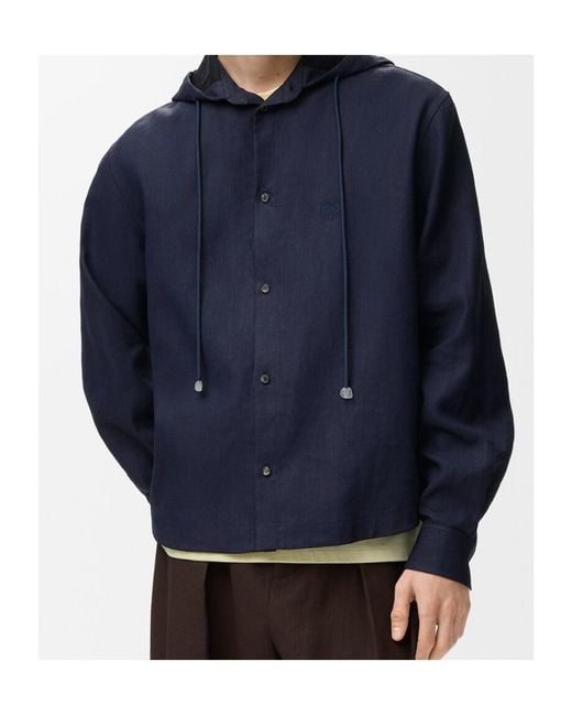 Loewe Blue Hooded Shirt for men