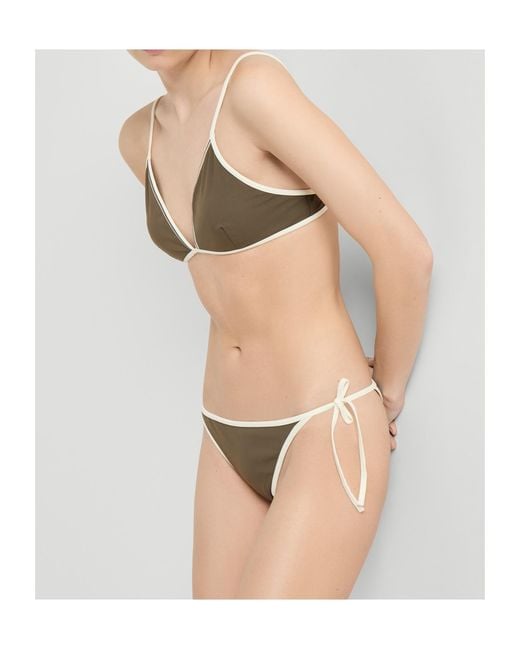 Brunello Cucinelli Gray Contrast-Piped Bikini Bottoms