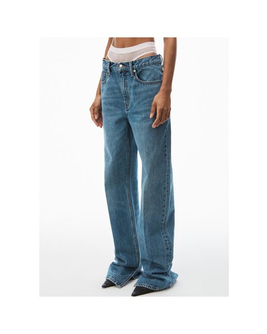 Alexander Wang Blue Layered Underwear Straight-Leg Jeans