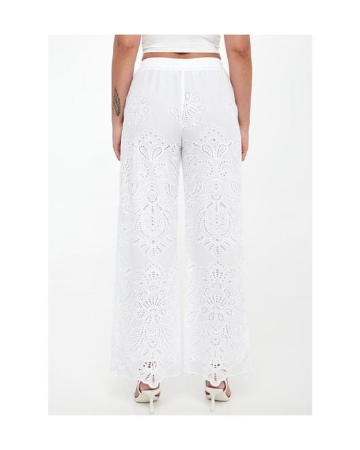 ERMANNO FIRENZE Gray Broderie Wide-Leg Pants