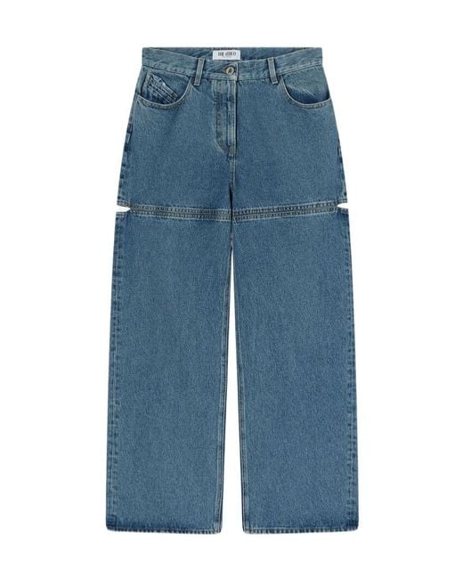 The Attico Blue The Wide-Leg Cut-Out Detail Jeans