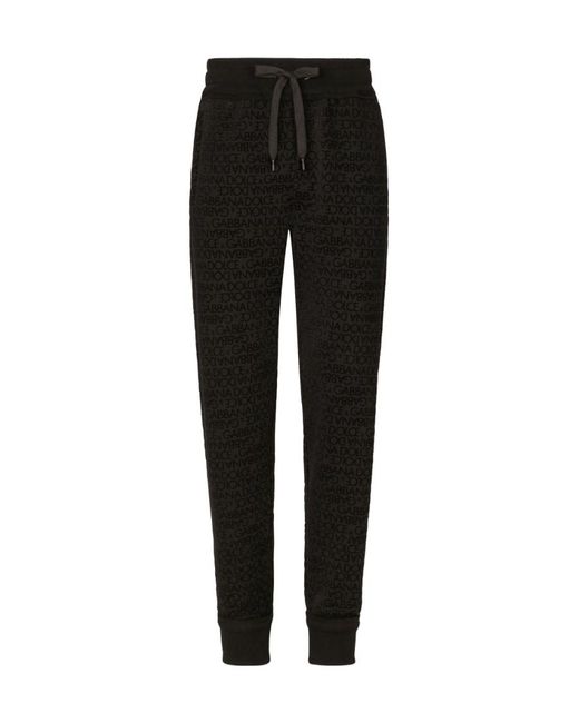 Dolce & Gabbana Black All-Over Logo Flocked Joggers for men