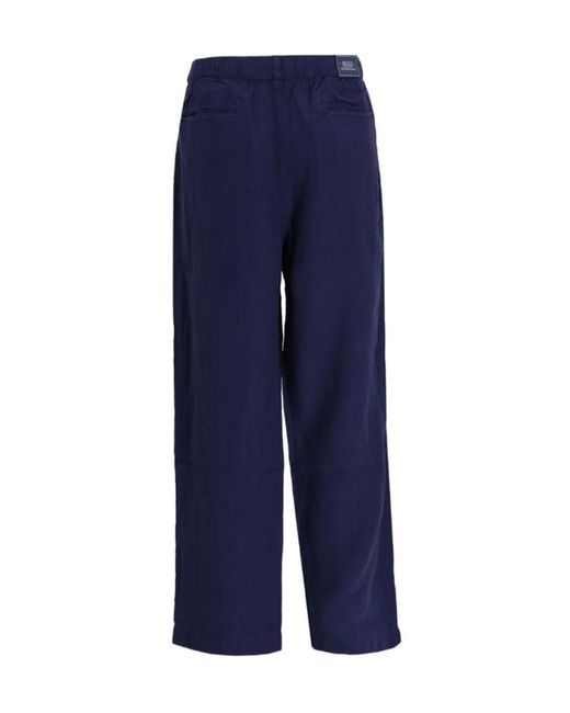 Polo Ralph Lauren Blue Drawstring Linen Trousers for men