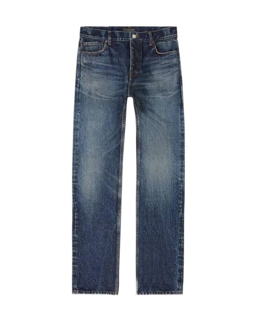 Balenciaga Blue Faded Wide-Leg Jeans for men