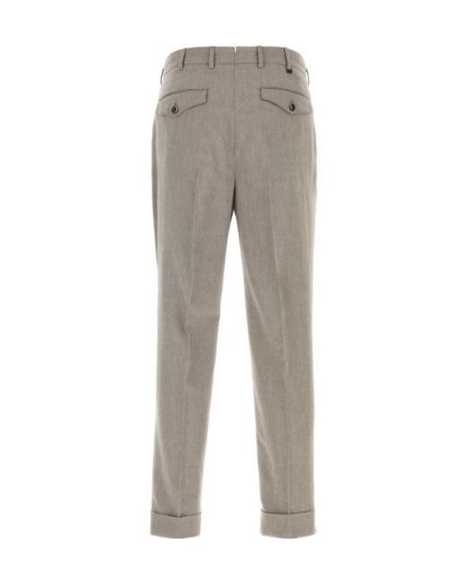 Pt Pantaloni Gray Casual Trousers With Belt Loops for men